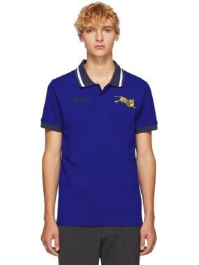 KENZO PARIS Polo Blue Jumping Tiger Designer Streetwear